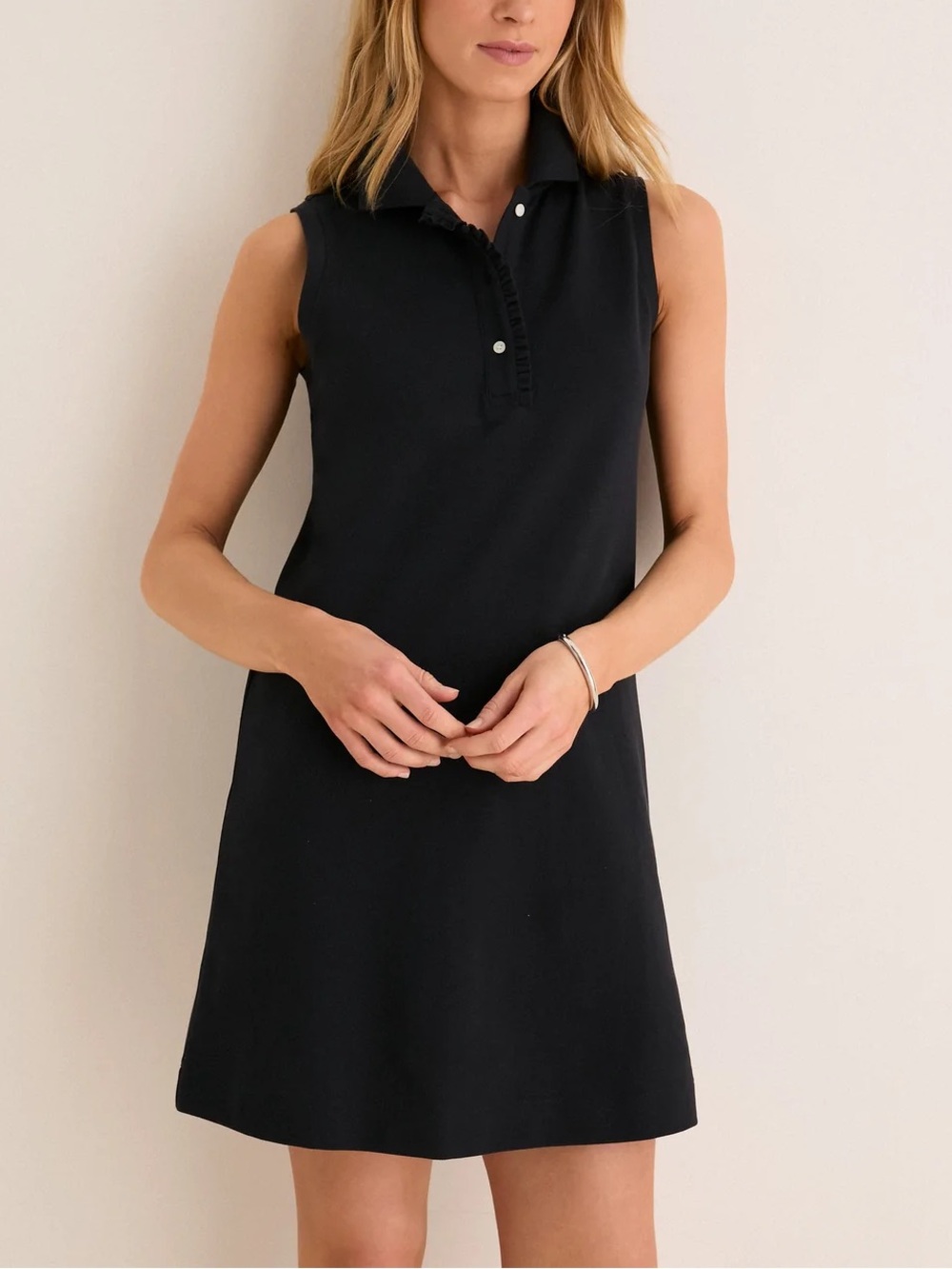 Tuckernuck Black Pique Margaret Sleeveless Polo Mini Dress NWT XS